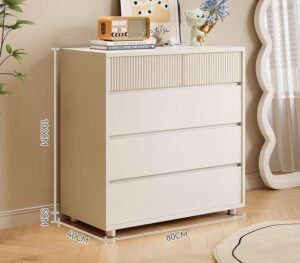 minimalist white chest of drawers with soft-close drawers for smooth use