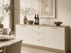 Dining room buffet sideboard cabinet with drawers and doors