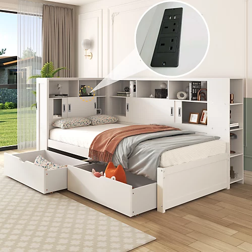 Space-saving bed and desk set in a small apartment with modern decor