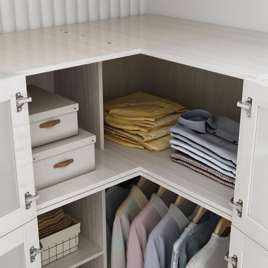 Corner wardrobe closet designed for European small apartments