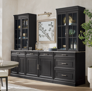 buffet cabinet with glass doors soft-close hinges packaging damage control