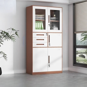 Home office filing cabinet and storage bookcase tower with shelves and large file drawer