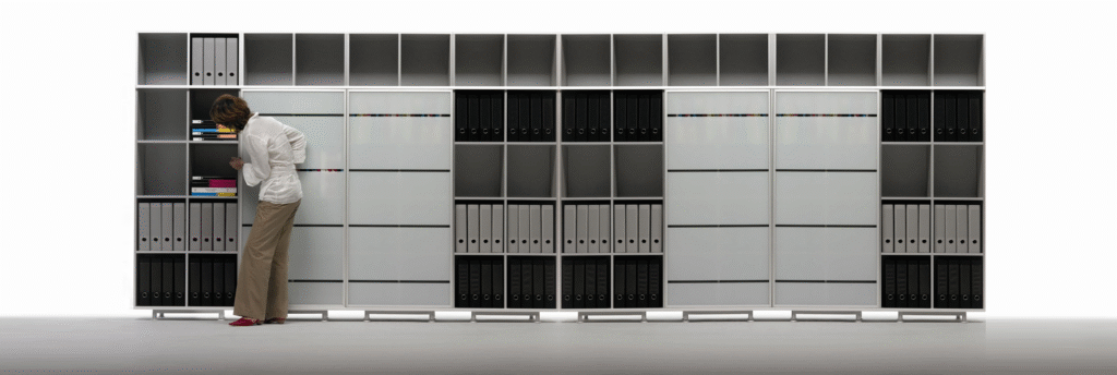 Sleek modern filing cabinets with a minimalist design for organized office spaces