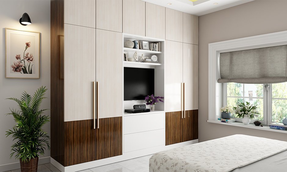 modular apartment wardrobe made of engineered wood, perfect for compact apartments