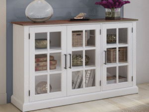 packaging corner protection internal bracing for buffet cabinet with glass doors