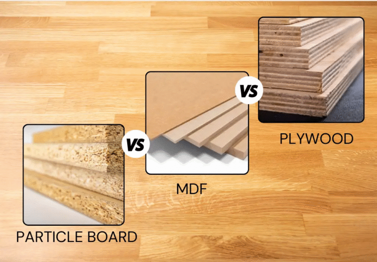 plywood vs MDF vs particle board comparison for living room furniture set sourcing