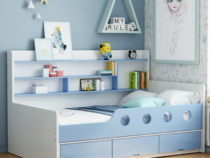 kids storage bed with bookcase headboard and underbed drawers kids bedroom furniture KD