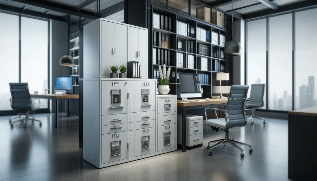 Modern Office Filing Cabinet with Locking Mechanism