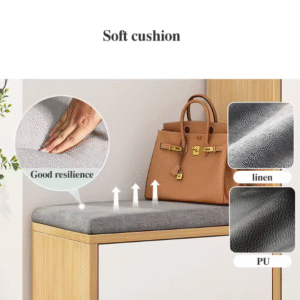 Open shoe rack shelf under bench with raised legs for easy cleaning