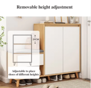 Cushioned entryway bench seat with side storage compartment