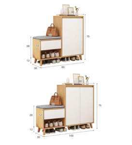 White door shoe cabinet storage for organized entryway furniture