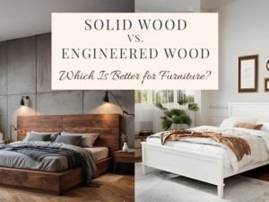 Comparison between solid wood and engineered wood used in hotel bedroom furniture.