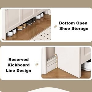 Lower shoe rack space under thin shoe cabinet for quick-access everyday pairs