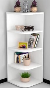 Close-up of cube book shelving compartments for décor and storage baskets