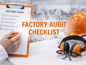 Buyer reviewing a kids furniture factory audit checklist with QC and compliance documents
