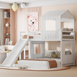 sturdy ladder and frame structure for kid bedroom furniture house bunk bed