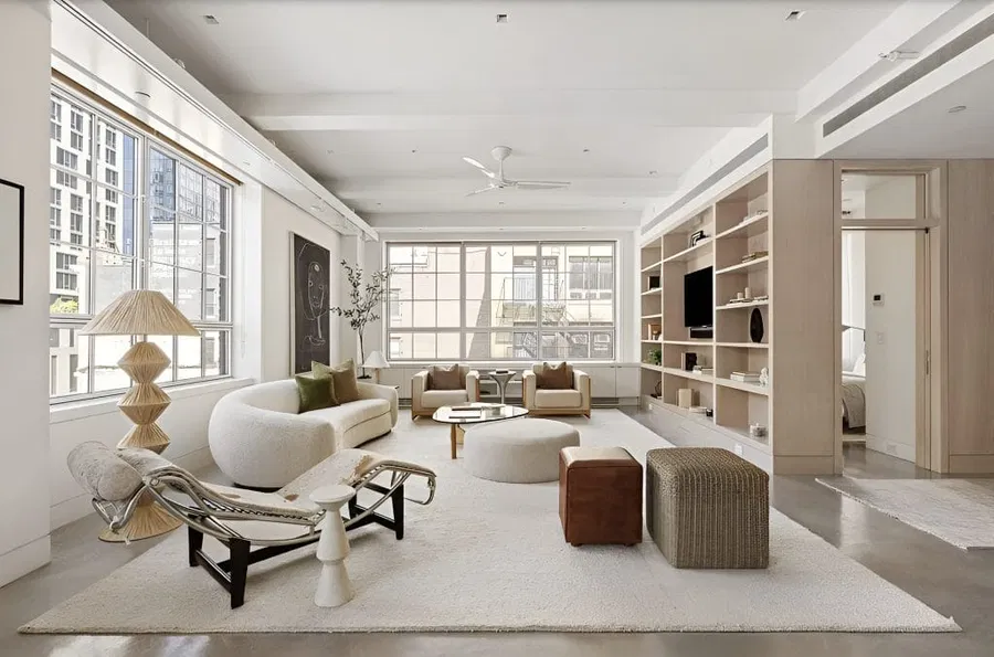 Regional comparison board showing farmhouse, compact oak tone, luxury gloss stone pattern, and light oak clean line living room sets