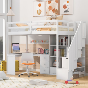 loft bed with desk kids bedroom furniture for North America RTA flat pack