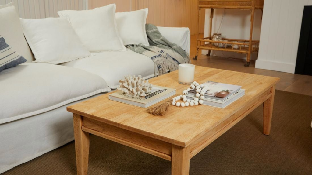 Labeled hardware bags organized by assembly step for an RTA coffee table with storage