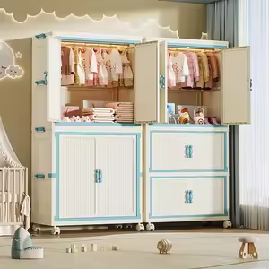 kids storage furniture wardrobe combo with hanging rail shelves and soft close hinges