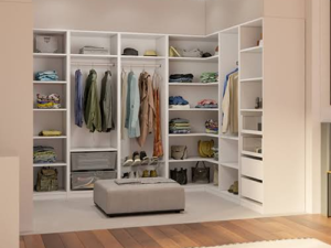 flat-pack wardrobe closet packaged in two cartons with corner protection
