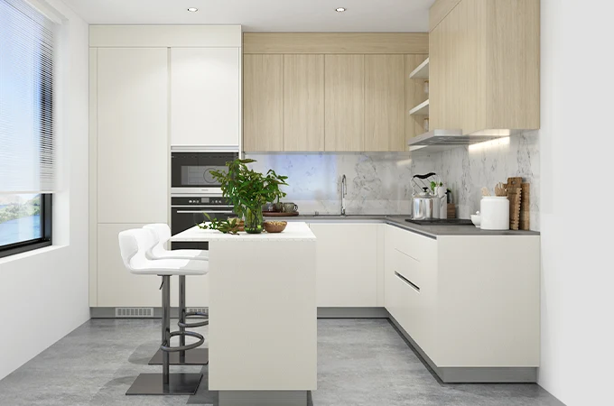 modern white kitchen cabinets hotel apartment project