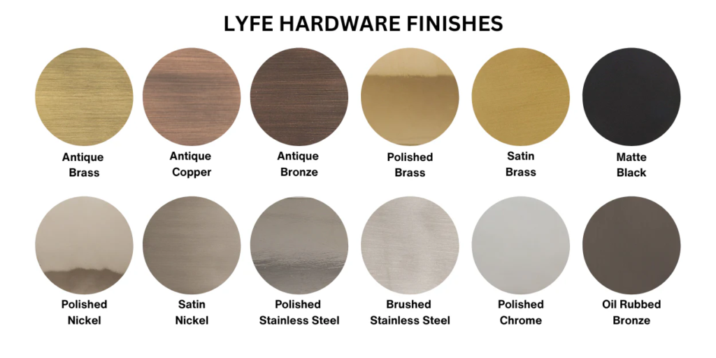 Approved furniture golden sample with finish swatches, hardware references, and labeled specifications.