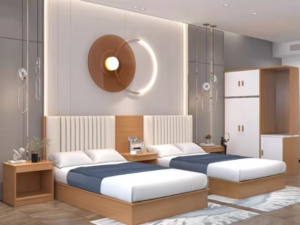 modern twin hotel bed set with upholstered headboard