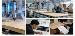Custom kitchen cabinet production with CNC processing in China factory