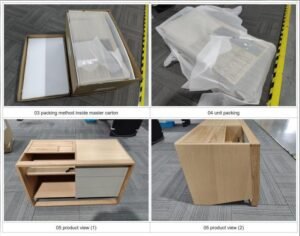 panel furniture factory inspecting OEM TV stands before shipment