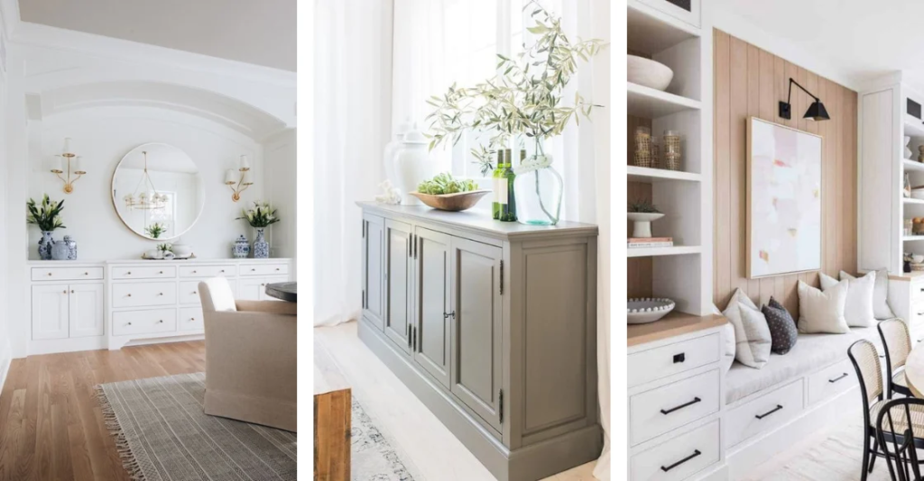 modern sideboard buffet cabinet in hotel dining room