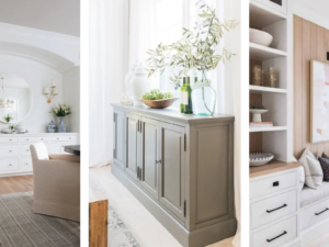 modern sideboard buffet cabinet in hotel dining room