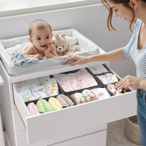 Kids bed set with drawers and playful design elements