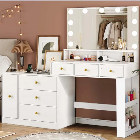 OEM dressing table manufacturer china custom vanity dimensions finishes
