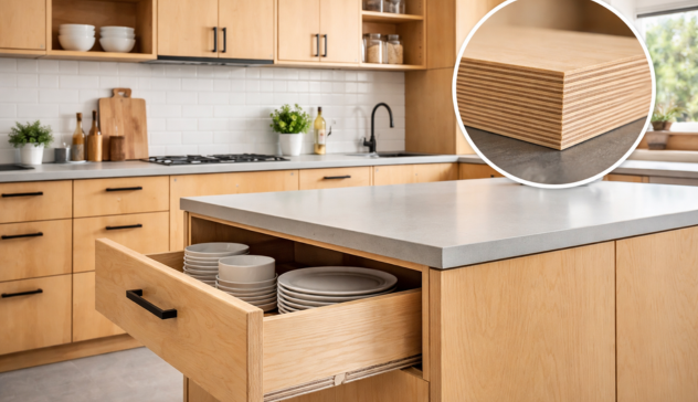 plywood sideboard buffet manufacturing and edge finishing detail