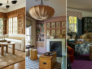 Rectangular compact coffee table in a studio apartment layout