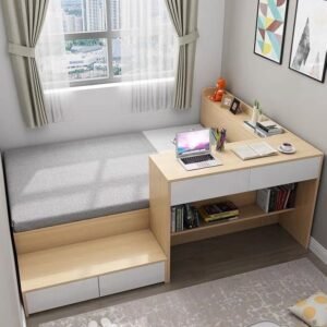 space saving panel storage bed with multifunctional design