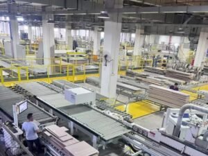 Bulk wardrobe manufacturing process in Chinese factory