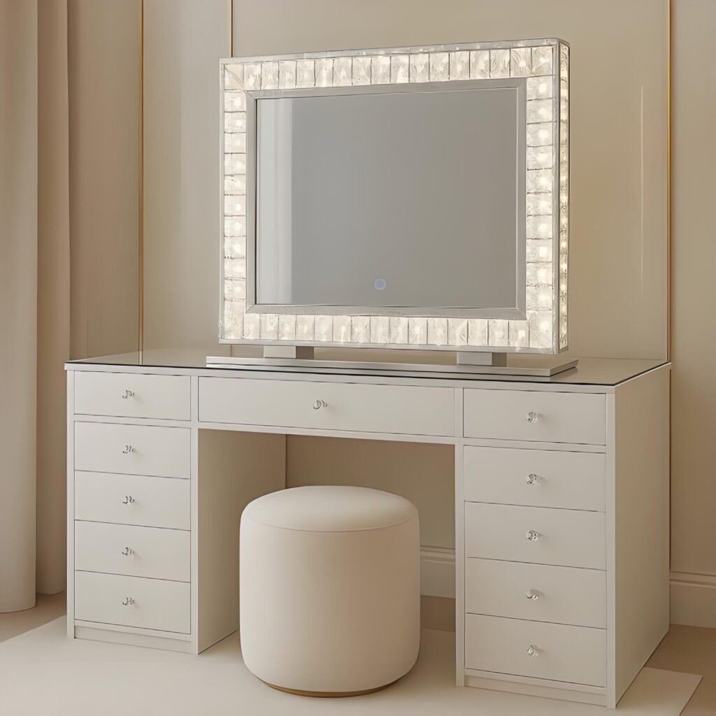 OEM modern dressing table with mirror and storage drawers for hotel rooms