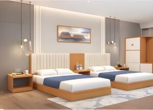 modern hotel bedroom twin bed furniture set with nightstands