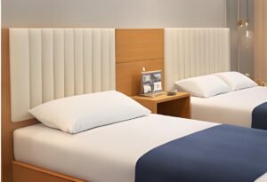 modern hotel bedroom lighting with twin bed furniture