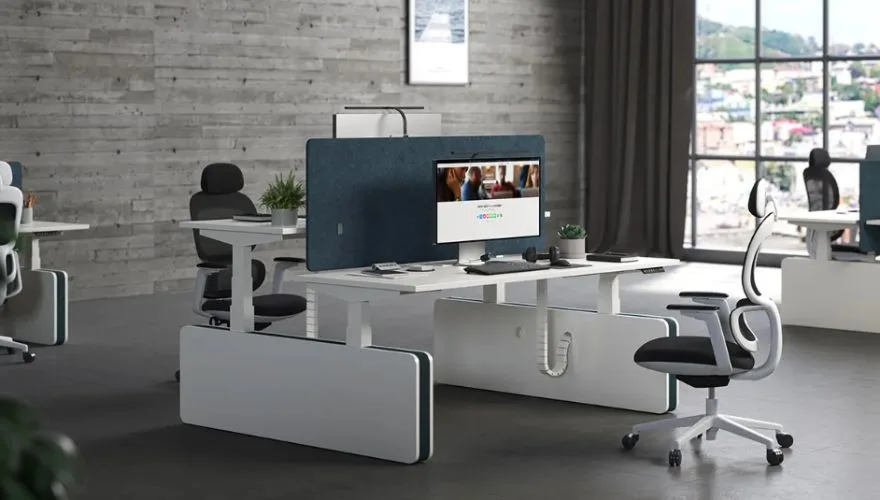Ergonomic office desk and chair set for corporate offices