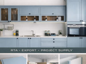 OEM kitchen cabinet manufacturer producing flat pack kitchen cabinets for hotel and apartment projects