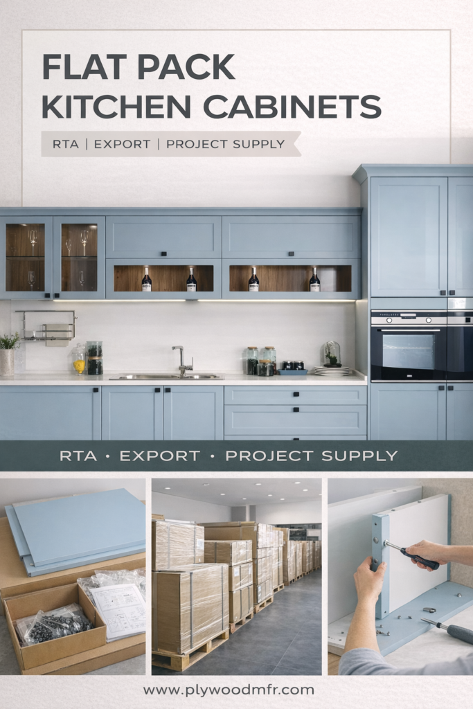 OEM kitchen cabinet manufacturer producing flat pack kitchen cabinets for hotel and apartment projects
