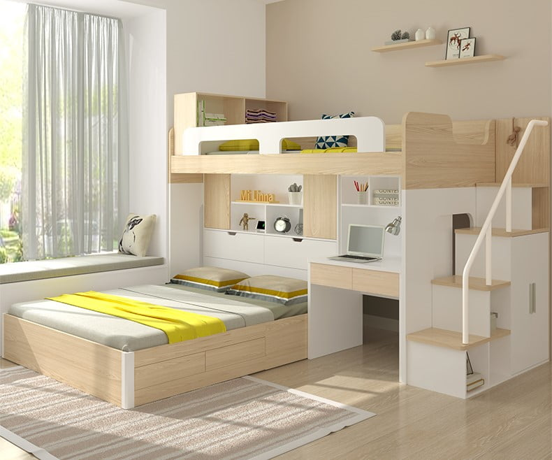 kids bed frame components packed in ready to assemble format