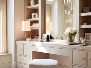 Modern dressing table manufacturer producing flat pack vanity desks for OEM projects