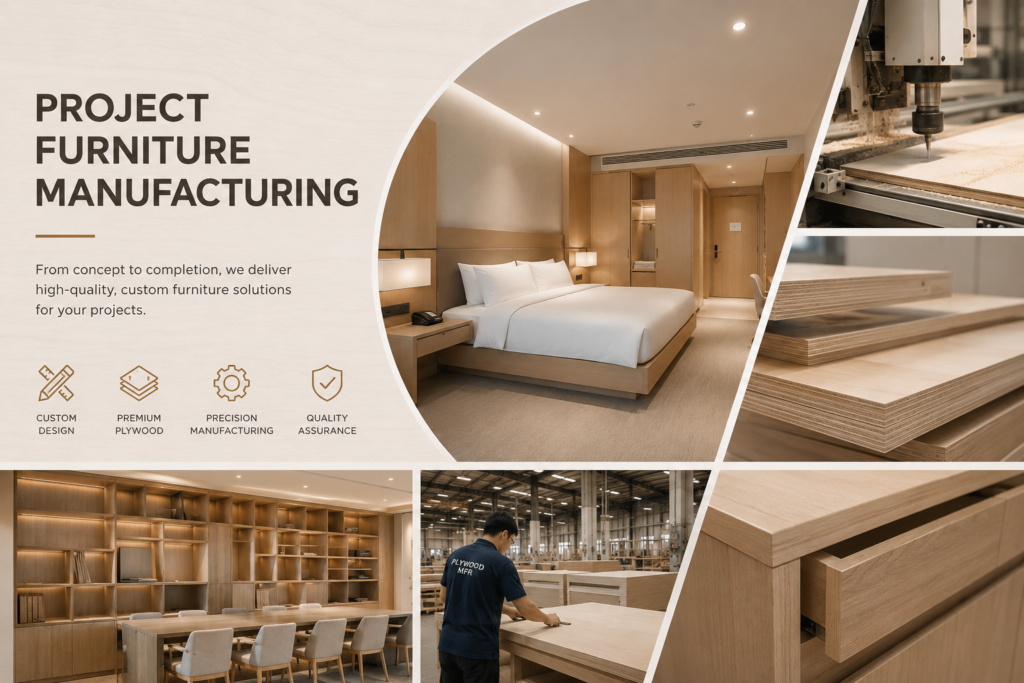 hospitality furniture manufacturer factory producing OEM panel furniture for hotel and apartment projects