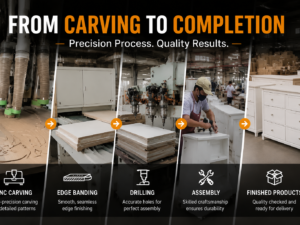 project furniture manufacturer in China with CNC panel cutting and edge banding production