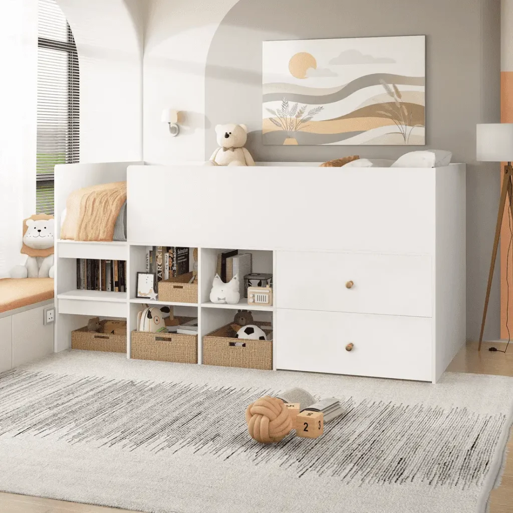 flat pack kids bed set with storage drawers for wholesale furniture programs