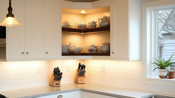 corner cabinet storage solution for small kitchens